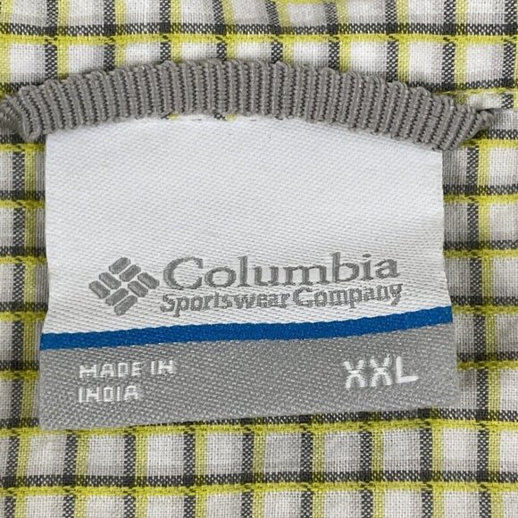 Columbia Short Sleeve Button Up Shirt Men’s 2XL Cotton Check Yellow/Green Pocket - Picture 5 of 9